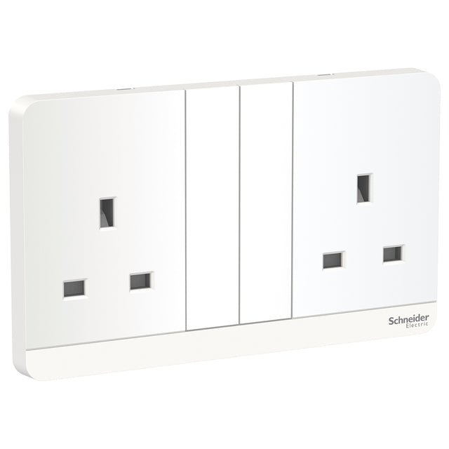 Schneider Electric AvatarOn 3 Pin Switched Socket White 2 Gang